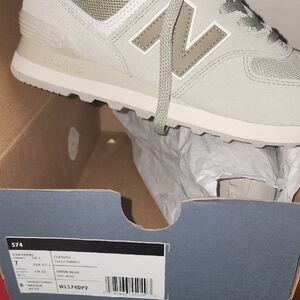 New Balance Olive and Cream Sneakers
